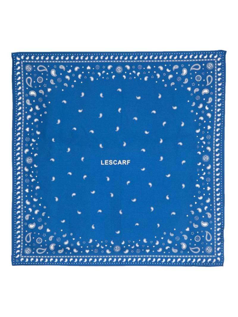 lescarf Paisley logo silk scarf - Blue von lescarf