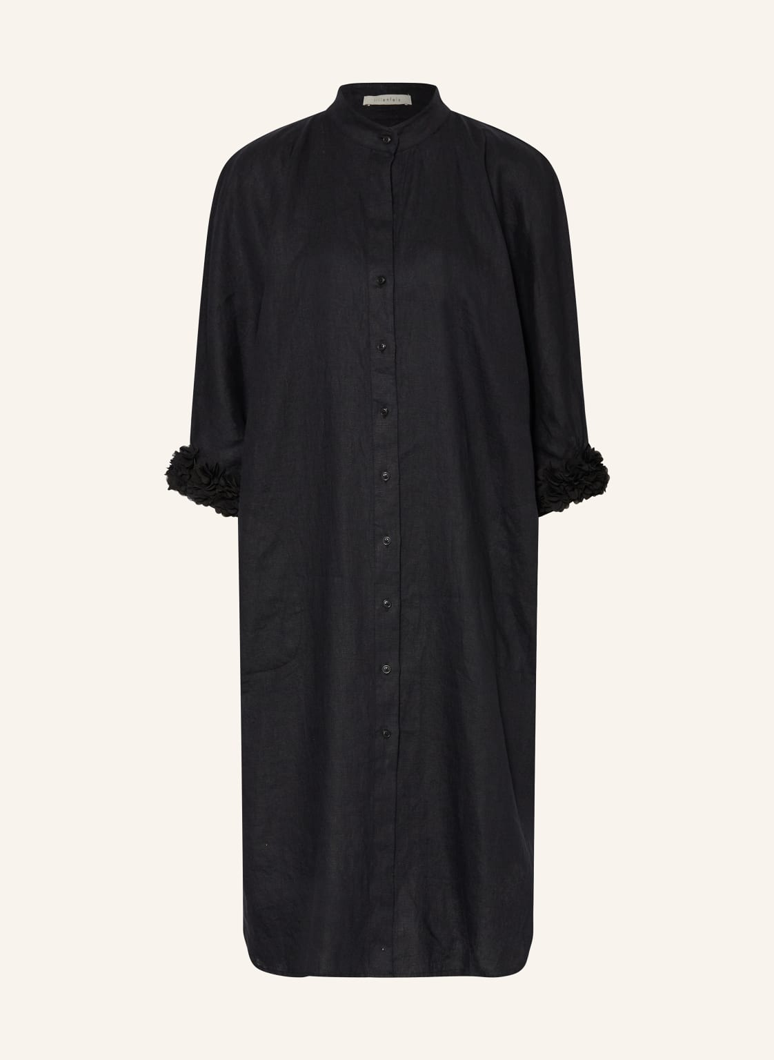 Lilienfels Hemdblusenkleid Aus Leinen Mit 3/4-Arm schwarz von lilienfels