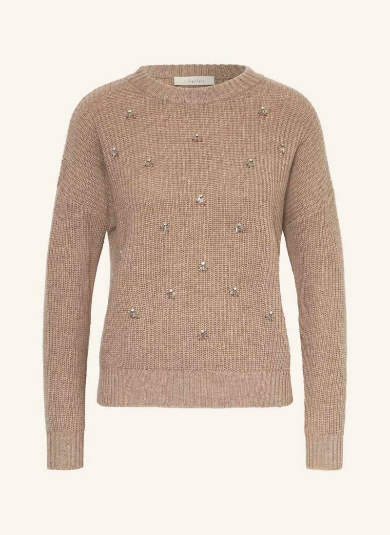 Lilienfels Pullover Mit Cashmere Und Schmucksteinen weiss von lilienfels