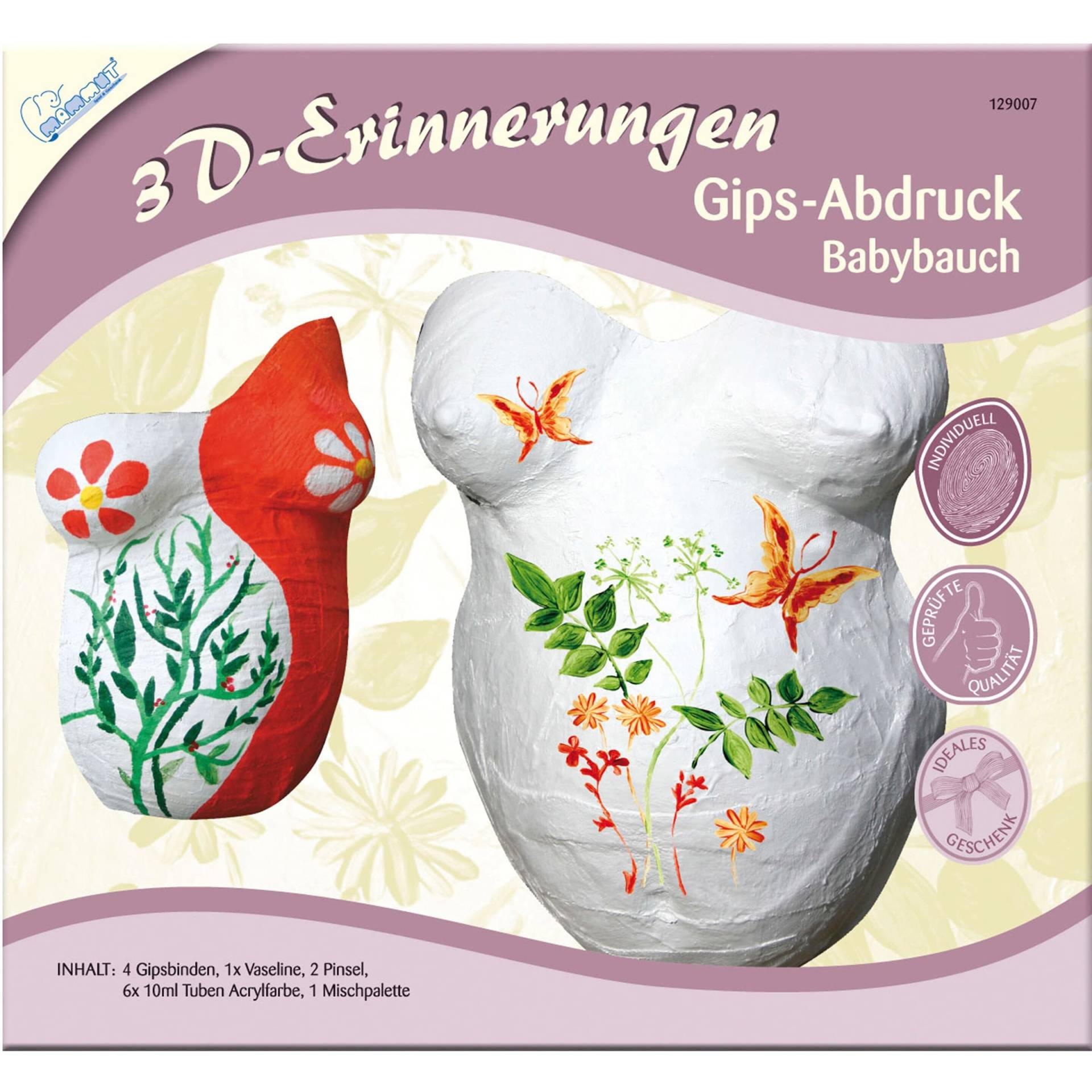 Gips-Abdruck Babybauch mit Farben von mammut