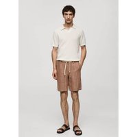 Gestreife Bermudashorts aus 100 % Leinen mit Kordelzug von mango man