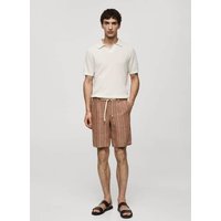 Gestreife Bermudashorts aus 100 % Leinen mit Kordelzug Gestreife Bermudashorts aus 100 % Leinen mit Kordelzug von mango man