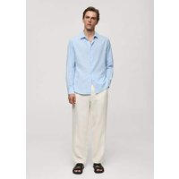 Gestreiftes Regular-Fit-Hemd aus Leinen mit Baumwolle Gestreiftes Regular-Fit-Hemd aus Leinen mit Baumwolle von mango man