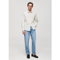 Gestreiftes Regular-Fit-Hemd aus Leinen mit Baumwolle Gestreiftes Regular-Fit-Hemd aus Leinen mit Baumwolle von mango man