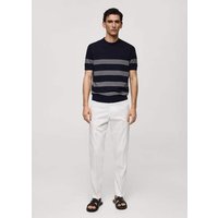 Gestreiftes Strick-T-Shirt aus Baumwolle mit Modal Gestreiftes Strick-T-Shirt aus Baumwolle mit Modal von mango man