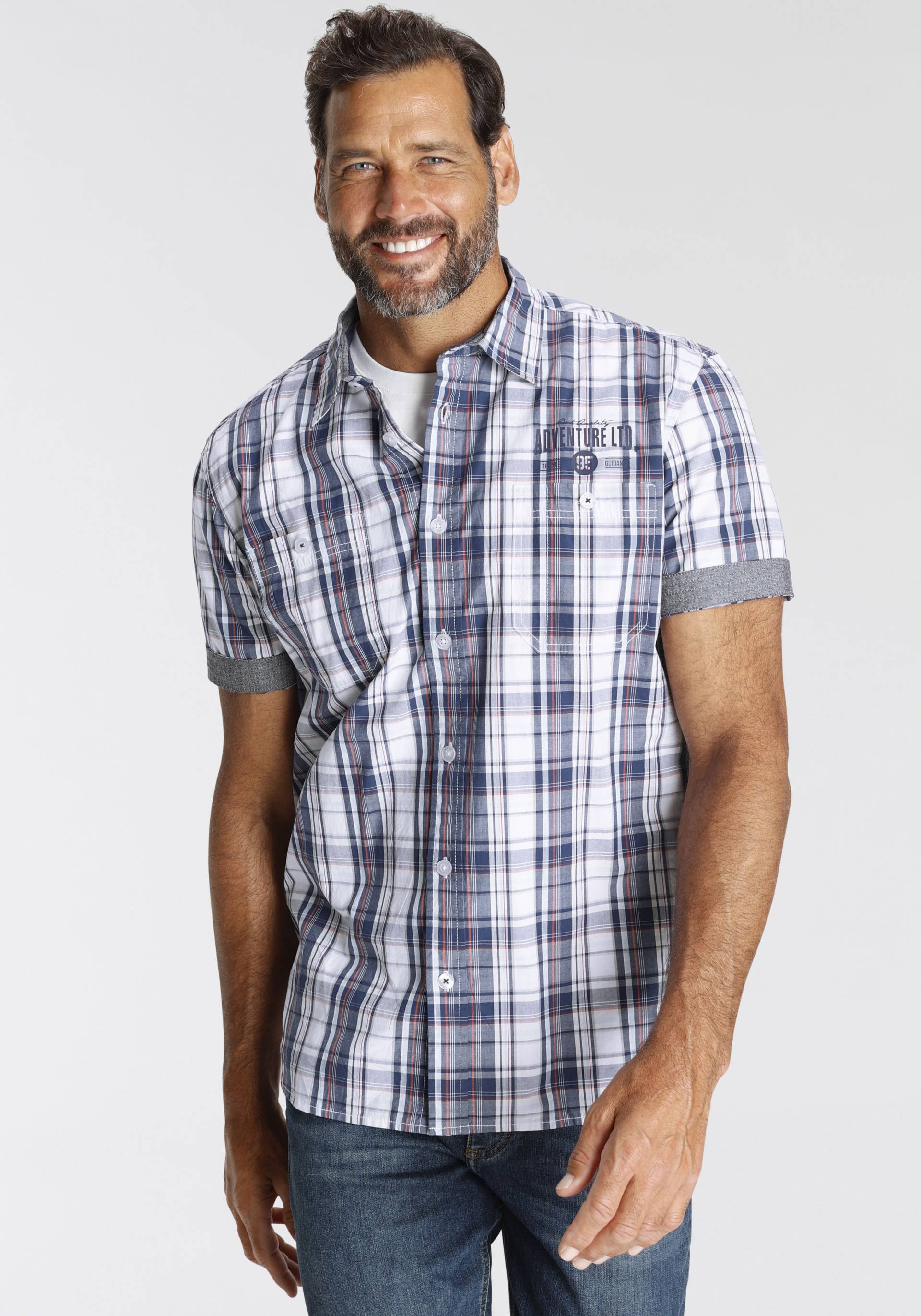 Man's World Kurzarmhemd, mit kleinem Brustprint Man's World Kurzarmhemd, mit kleinem Brustprint von mans world