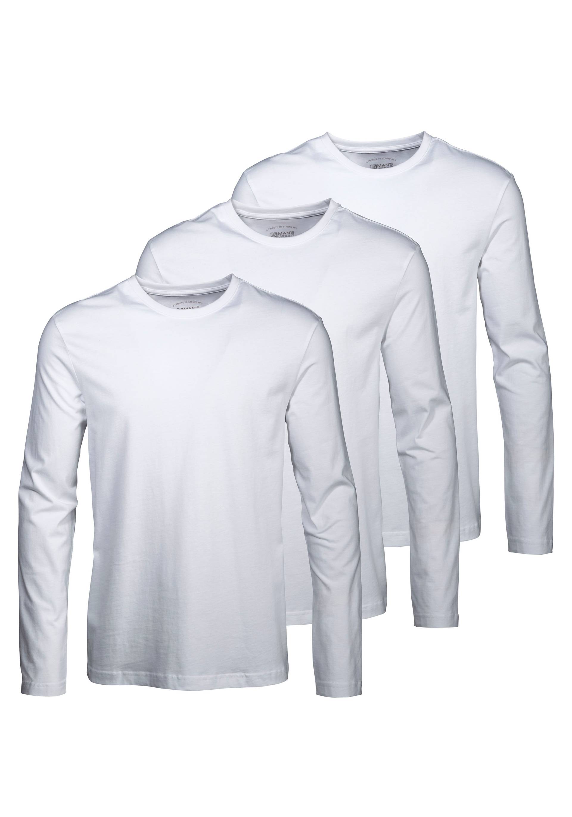 Man's World Langarmshirt »neue Farbe !«, Langarm, unifarben, aus Baumwolle, im 3er-Pack von mans world