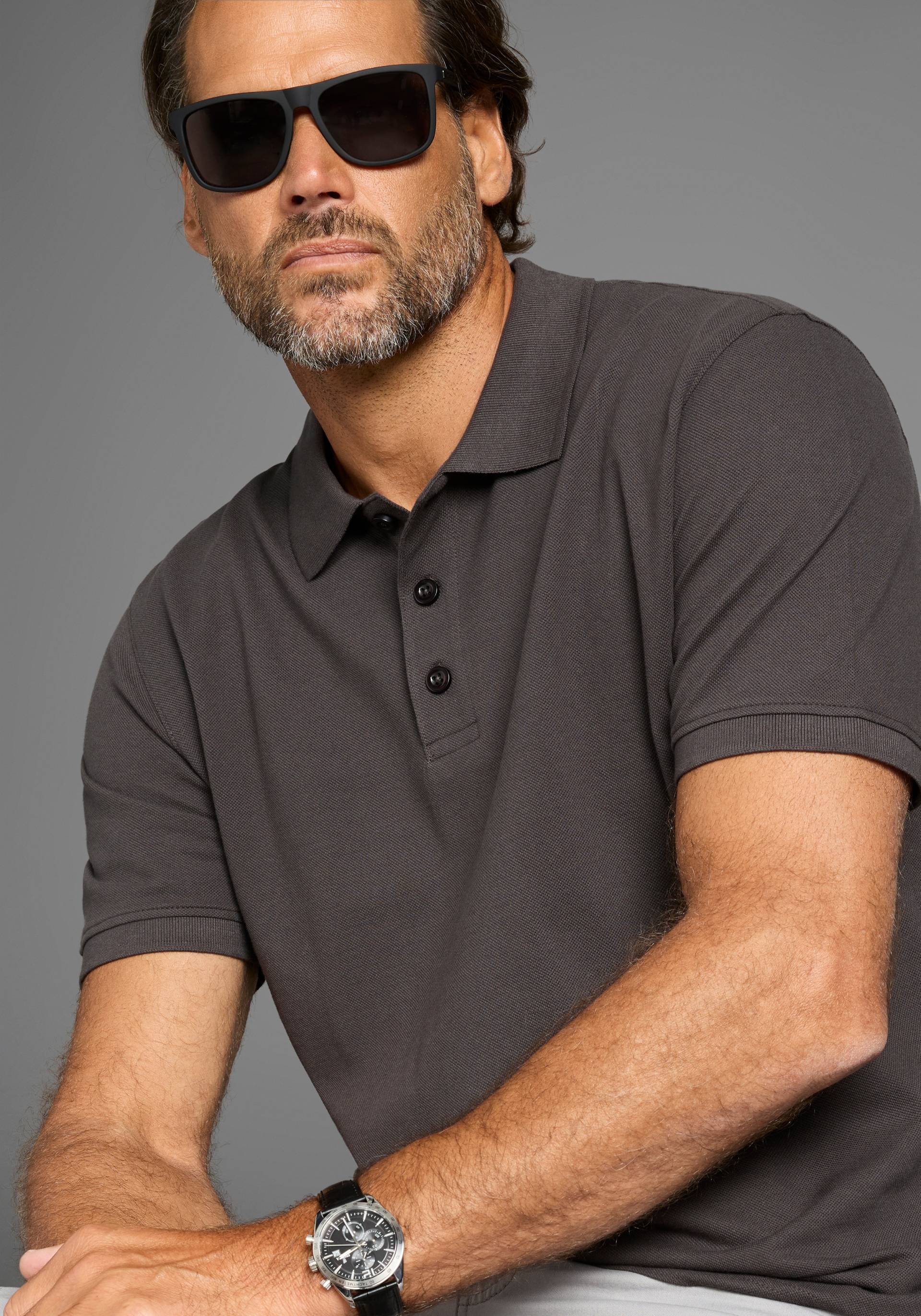 Man's World Poloshirt, Kurzarm, lockere Passform, unifarben Man's World Poloshirt, Kurzarm, lockere Passform, unifarben von mans world