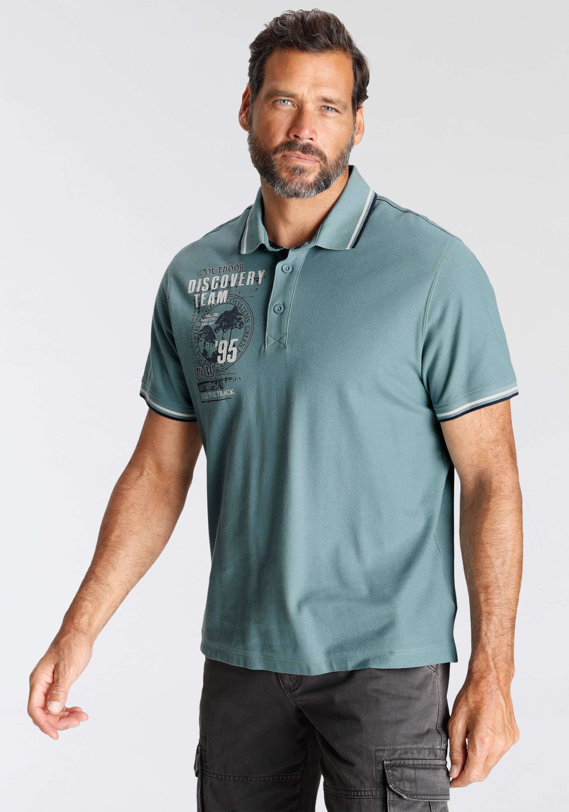 Man's World Poloshirt, Mit Print an der Schulter von mans world