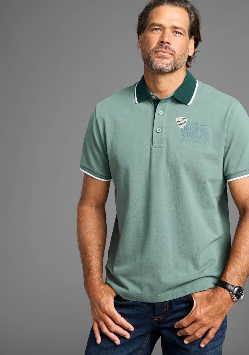 Man's World Poloshirt, mit Brustprint, meliertes Material von mans world