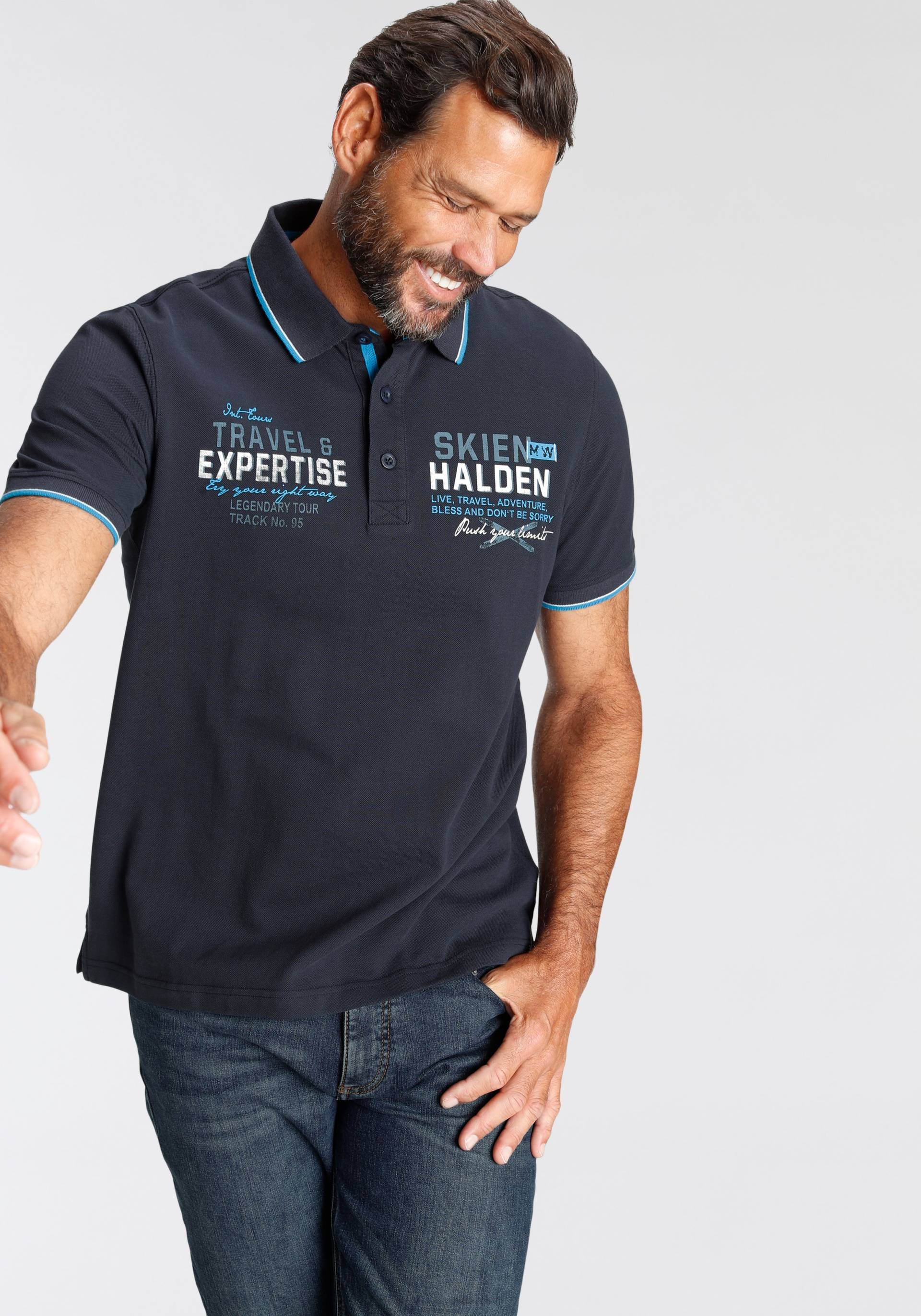 Man's World Poloshirt, Kurzarm, bedrucktes Design, Polokragen, aus Baumwolle Man's World Poloshirt, Kurzarm, bedrucktes Design, Polokragen, aus Baumwolle von mans world
