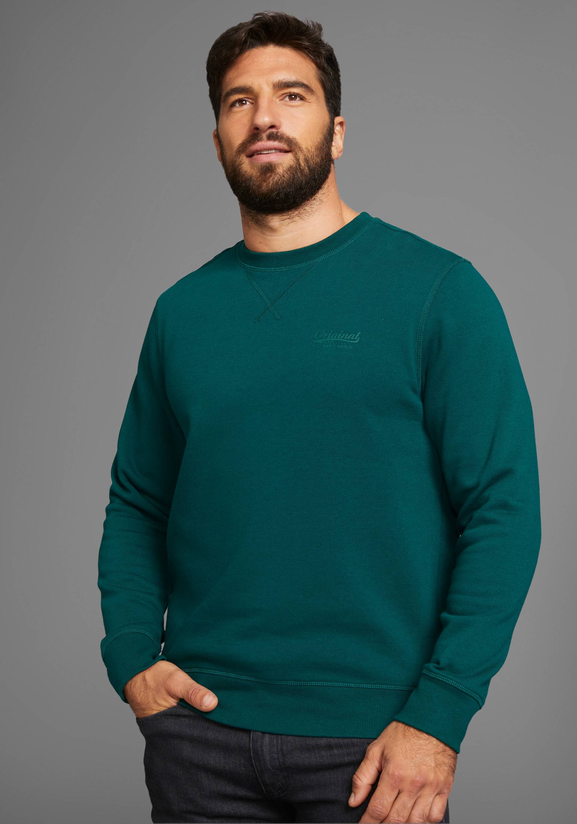 Man's World Sweatshirt, Langarm, Basic-Stil, unifarben, Rundhalsausschnitt Man's World Sweatshirt, Langarm, Basic-Stil, unifarben, Rundhalsausschnitt von mans world