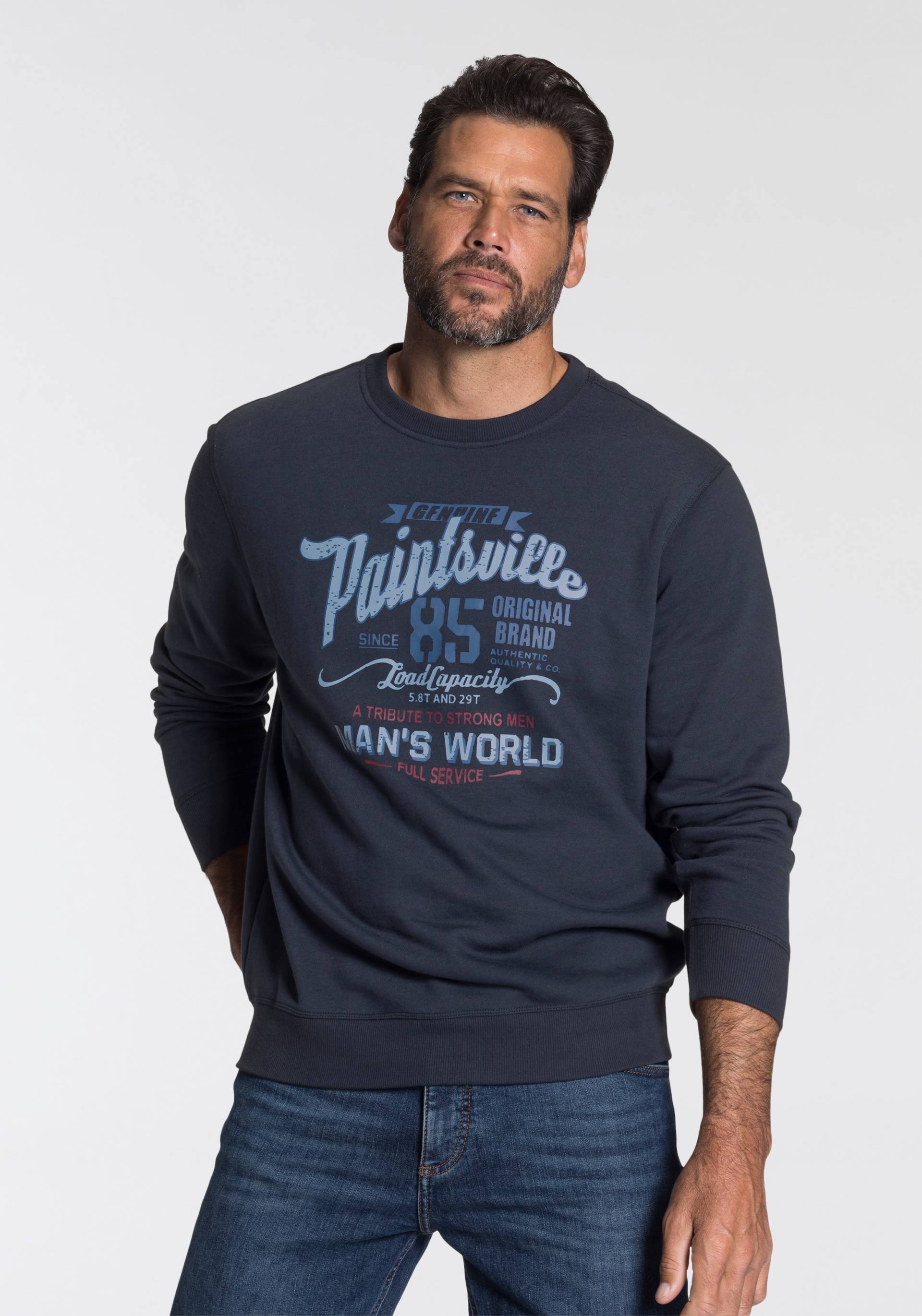 Man's World Sweatshirt, Langarm, lässiger Print, Rundhals, aus Baumwollmischung von mans world