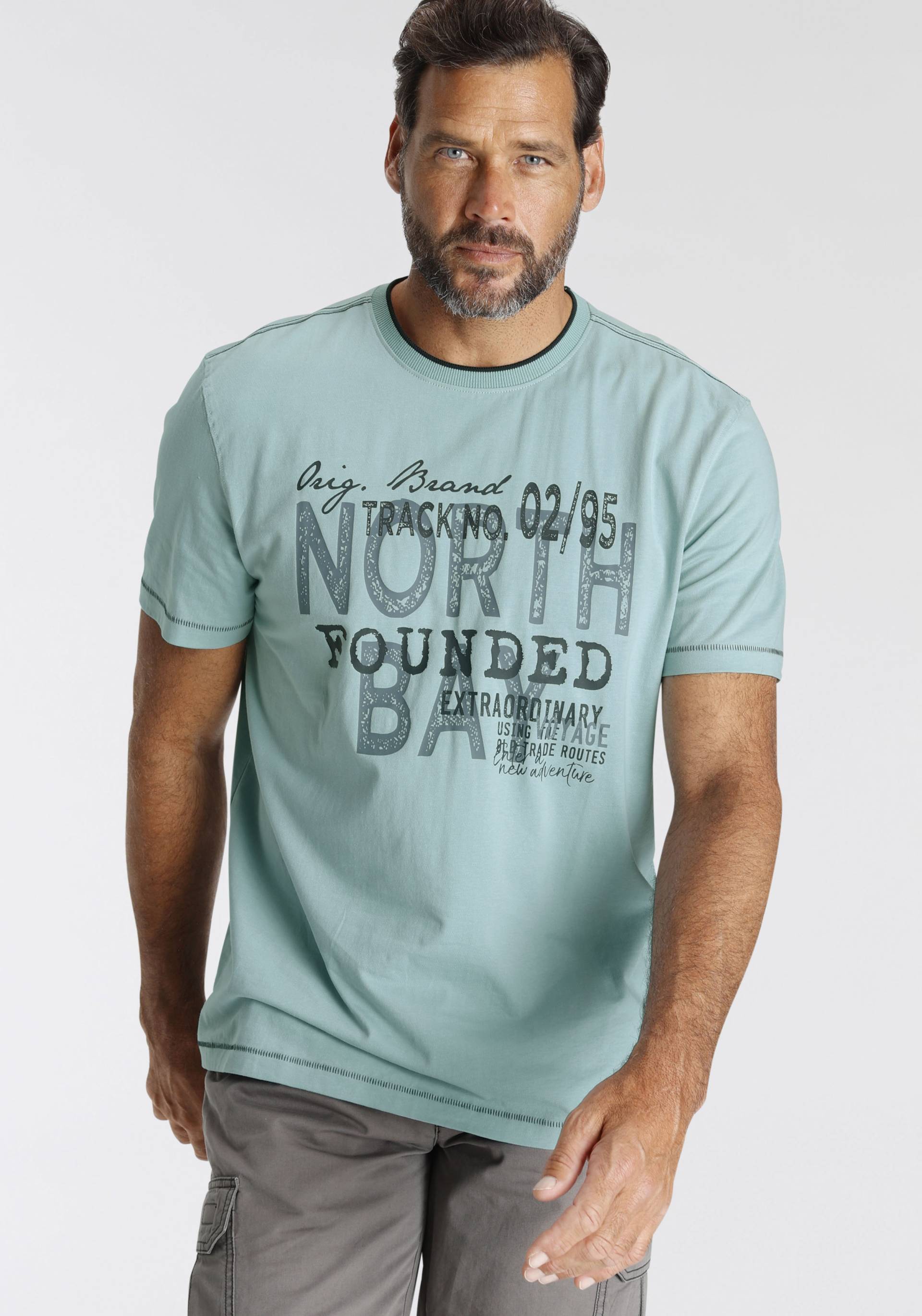 Man's World T-Shirt, Kurzarm, lässige Passform, mit coolem Print, Rundhalsausschnitt Man's World T-Shirt, Kurzarm, lässige Passform, mit coolem Print, Rundhalsausschnitt von mans world
