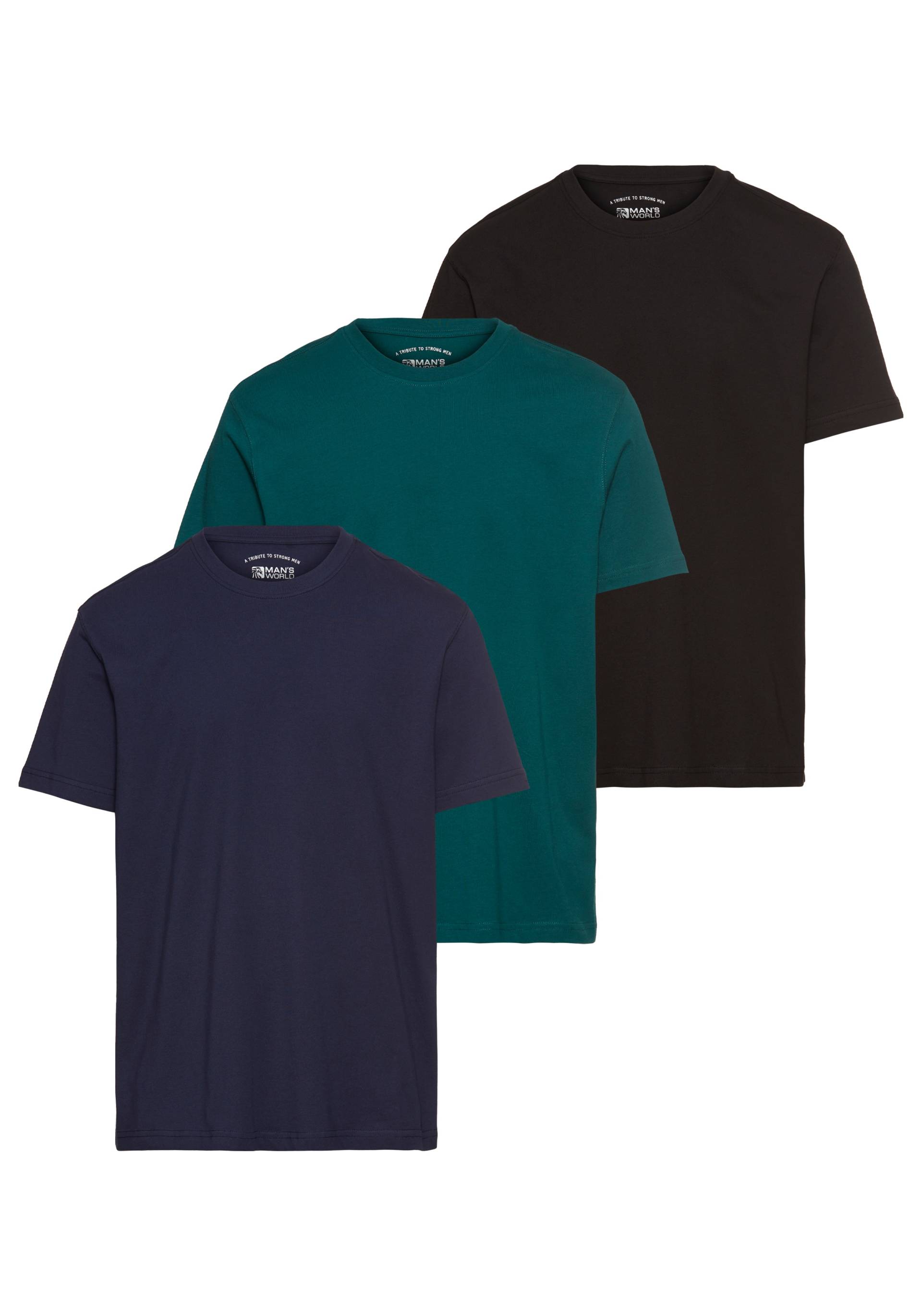 Man's World T-Shirt »neue Farben!«, Kurzarm, unifarben, Rundhals, aus Baumwolle von mans world