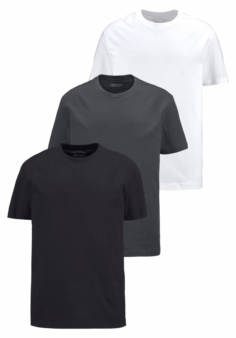 Man's World T-Shirt, Kurzarm, normale Passform, aus Baumwolle, im 3er-Pack von mans world