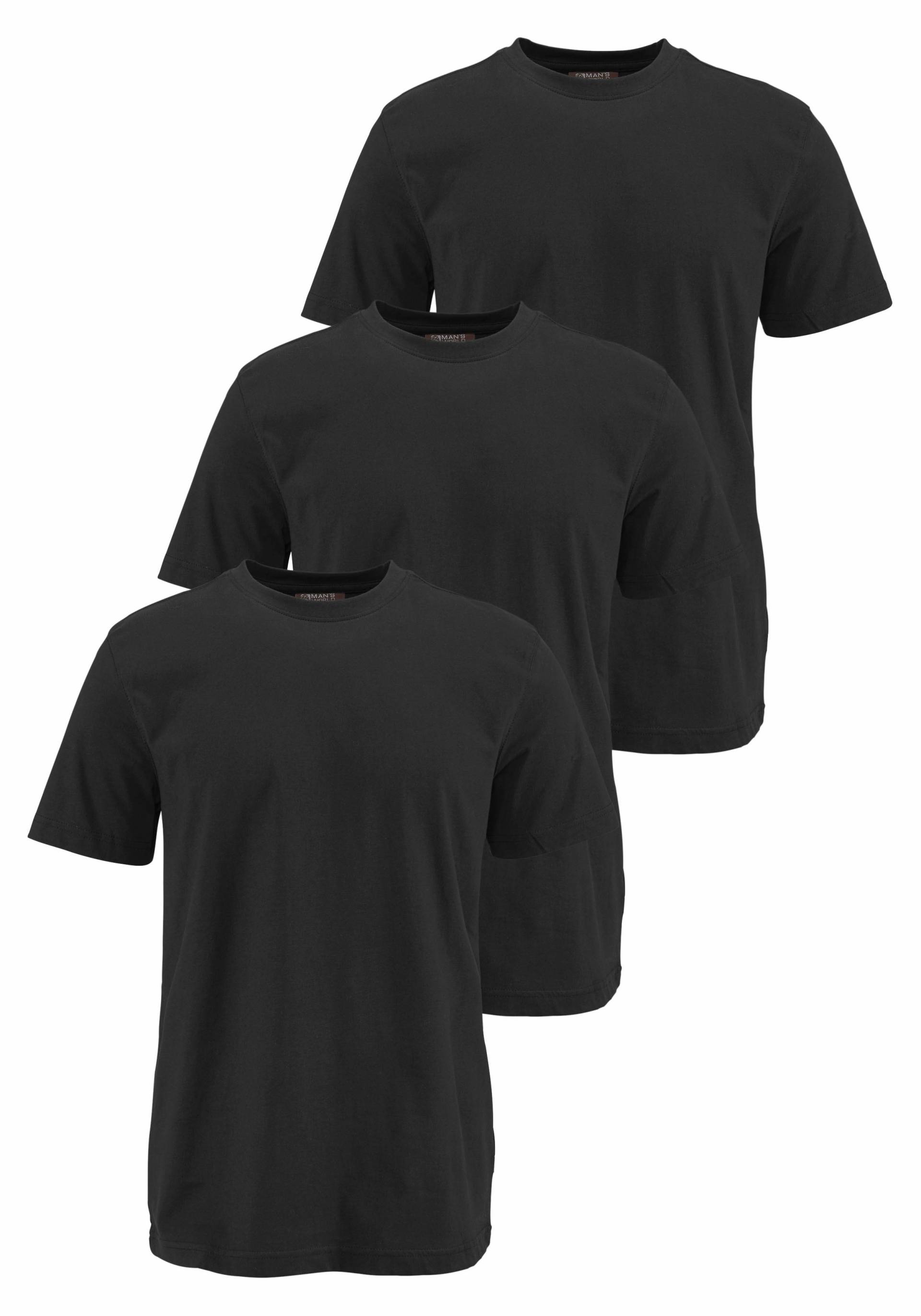 Man's World T-Shirt, Kurzarm, unifarben, Rundhals, aus Baumwolle, im 3er-Pack von mans world