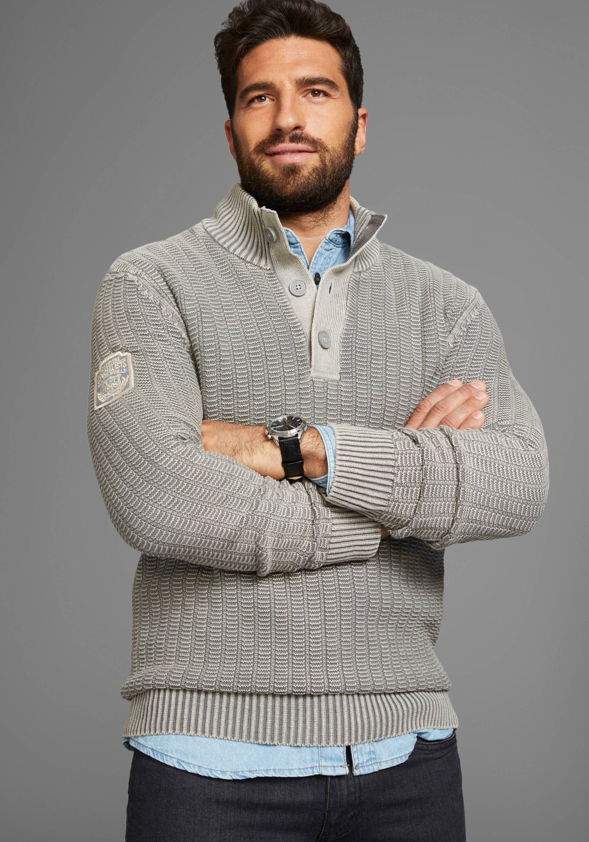 Man's World Troyer »Bis Grösse 5 XL«, mit Ärmelbadge Man's World Troyer »Bis Grösse 5 XL«, mit Ärmelbadge von mans world