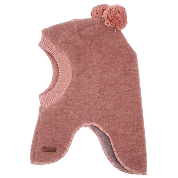 maximo - Kid's Mini-Schlupfmütze Zipfel und Pompons Fleece - Mütze Gr 47 cm rosa/braun von maximo