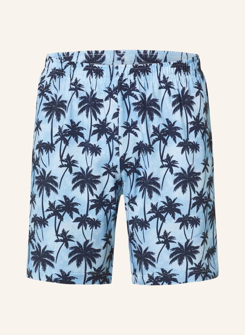 Mey Schlafshorts Serie Palm Haven blau von mey