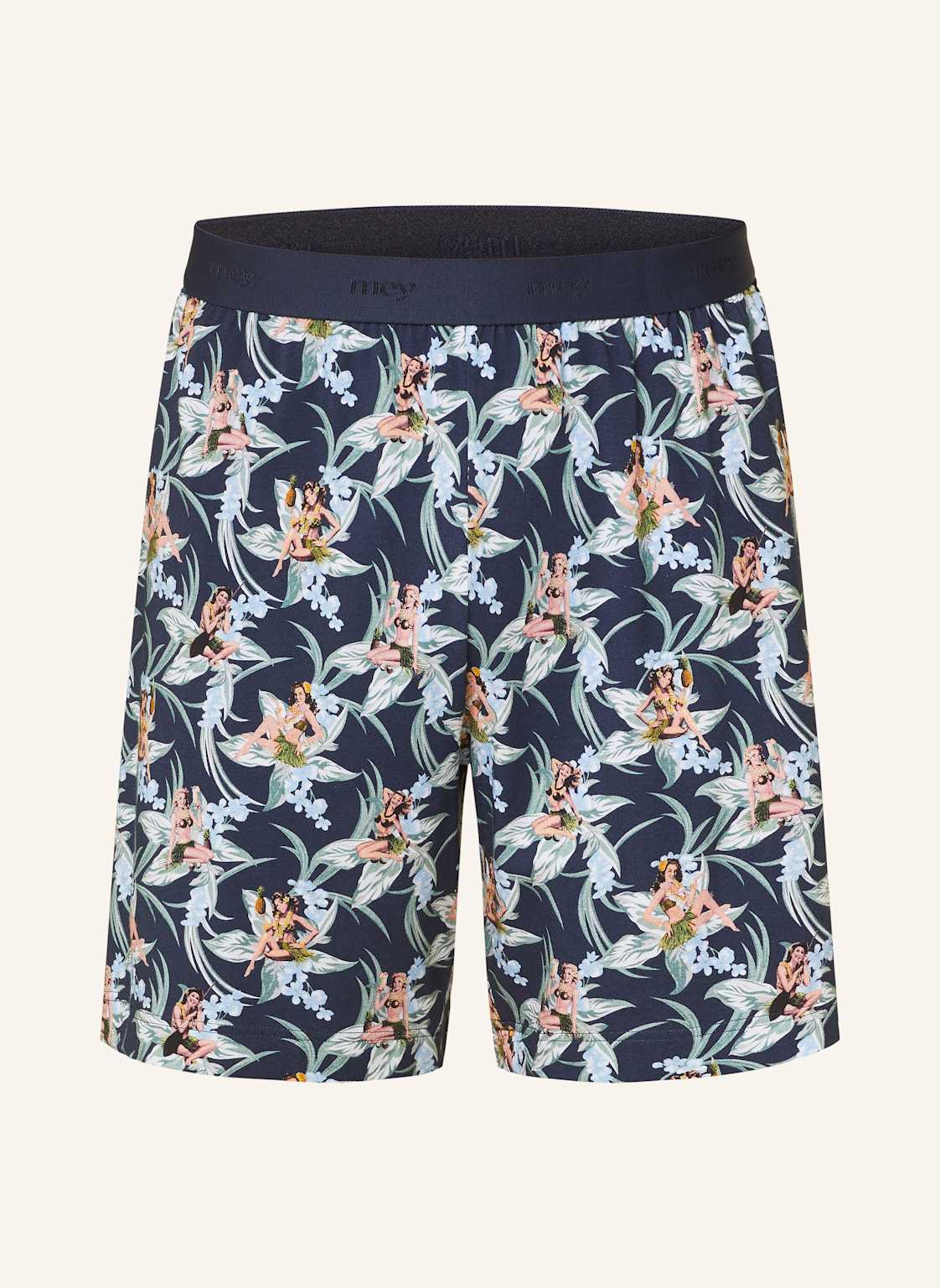 Mey Schlafshorts Serie Tropical Bliss blau von mey