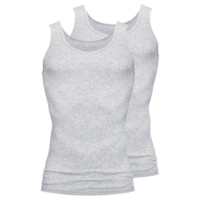 2er Pack Casual Cotton - Unterhemd Tanktop Herren Grau M von mey