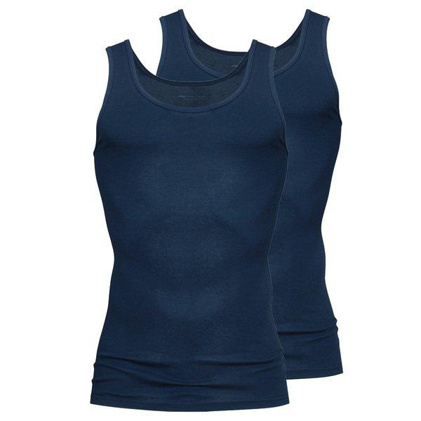2er Pack Casual Cotton - Unterhemd Tanktop Herren Blau XL von mey