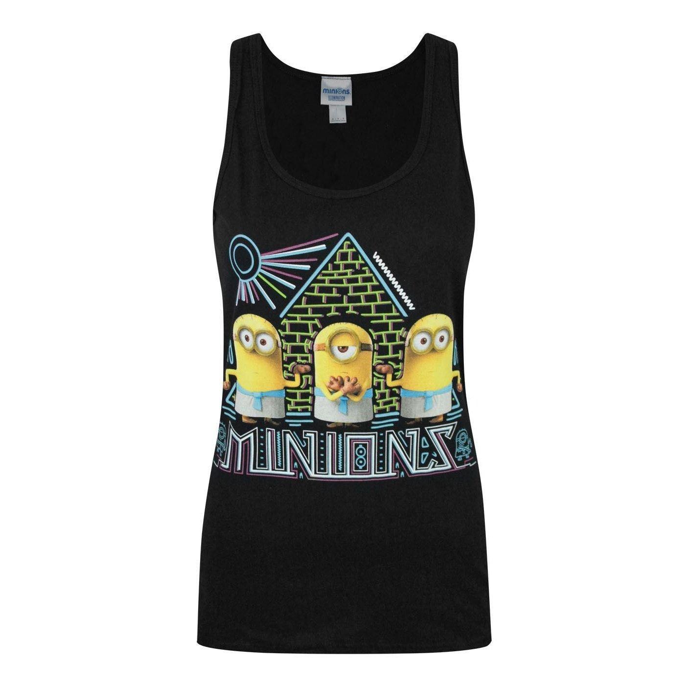 minions - Tanktop mit Motiv und Pyramiden, für Damen, Schwarz, Größe S von minions