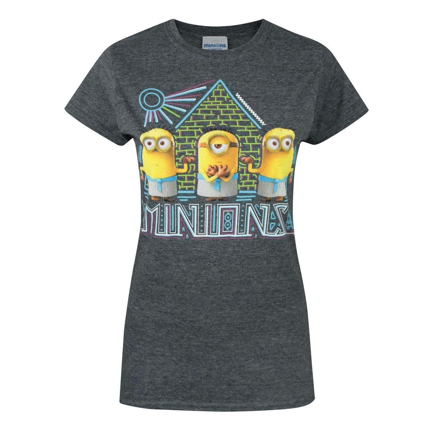 minions - TShirt mit PyramidenDesign, für Damen, Charcoal Black, Größe L von minions