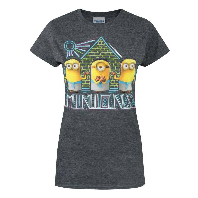 Tshirt Mit Pyramidendesign Damen Charcoal Black L von minions