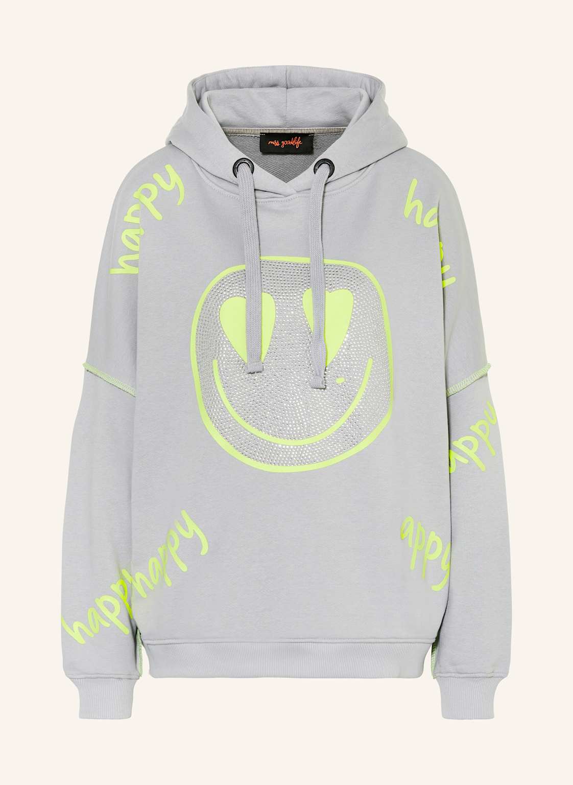 Miss Goodlife Hoodie Mit Schmucksteinen grau von miss goodlife