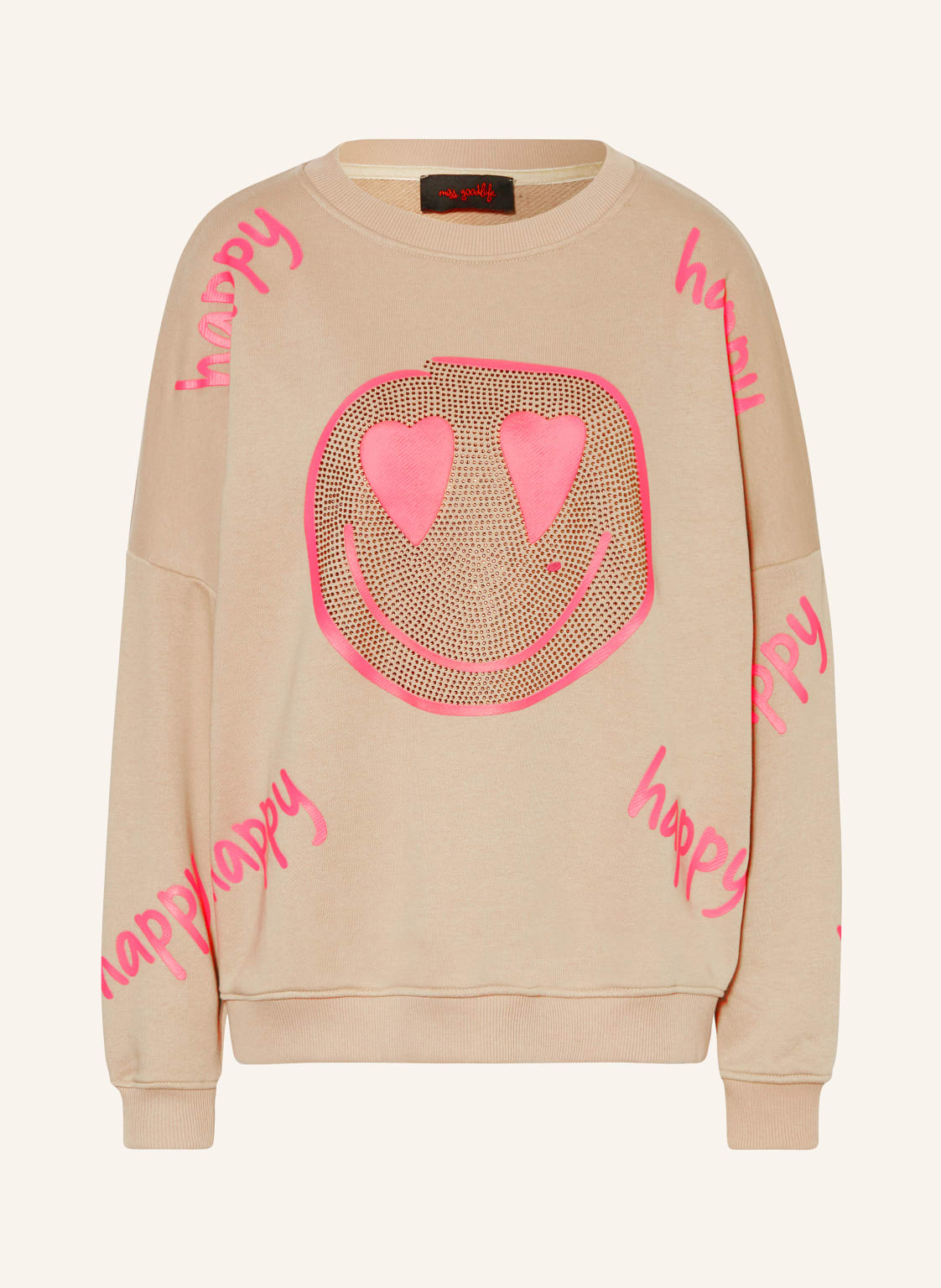 Miss Goodlife Oversized-Sweatshirt Mit Schmucksteinen beige von miss goodlife