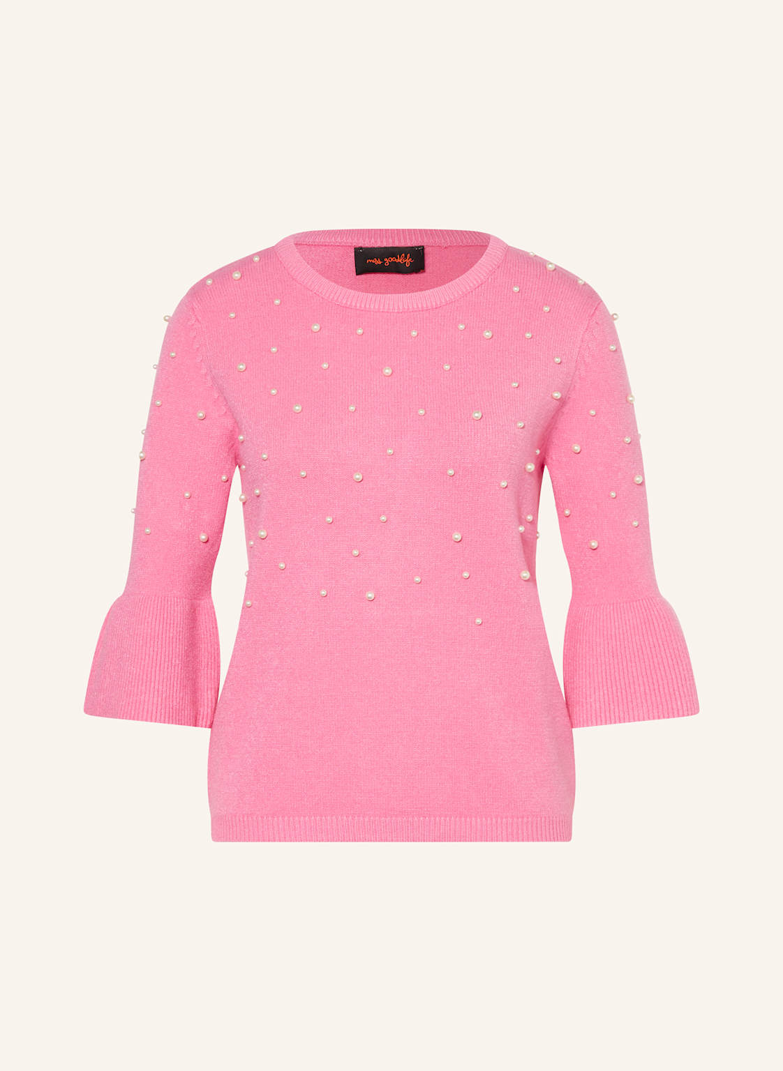 Miss Goodlife Pullover Mit 3/4-Arm Und Schmuckperlen pink von miss goodlife