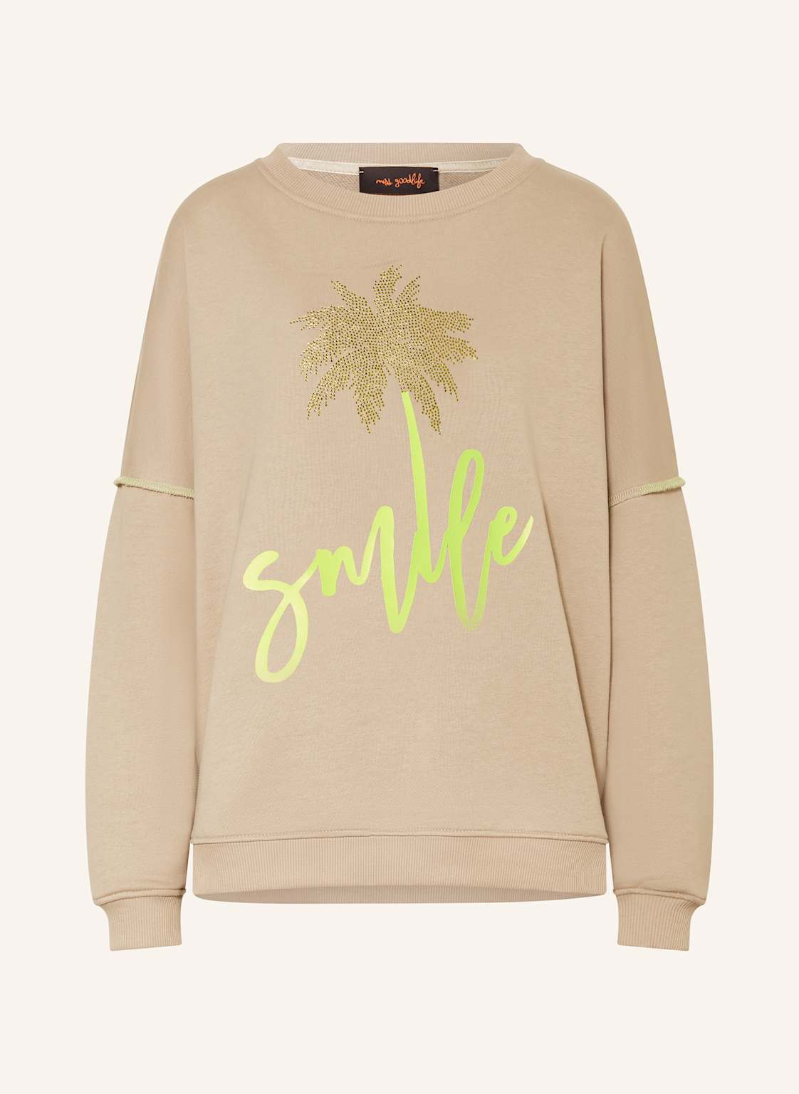 Miss Goodlife Sweatshirt Mit Schmucksteinen beige von miss goodlife