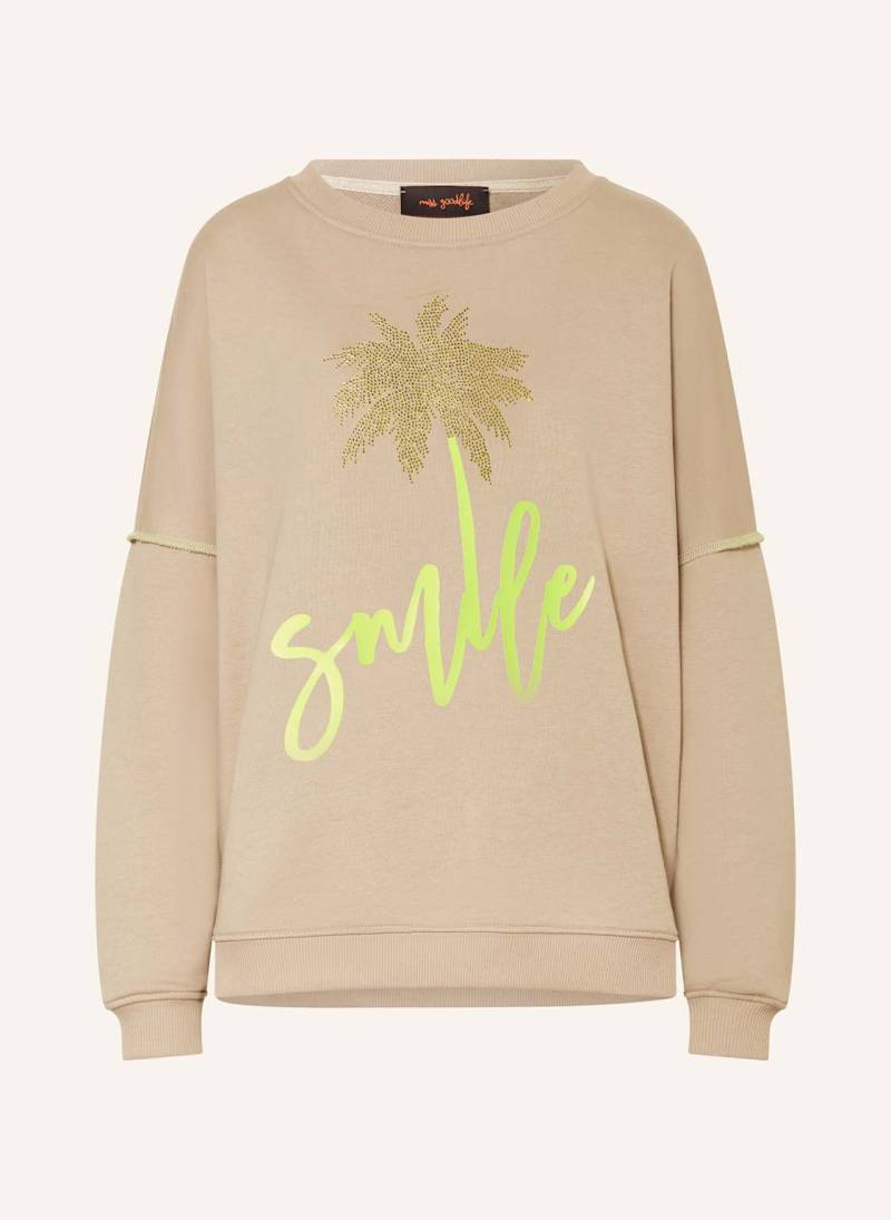 Miss Goodlife Sweatshirt Mit Schmucksteinen beige von miss goodlife