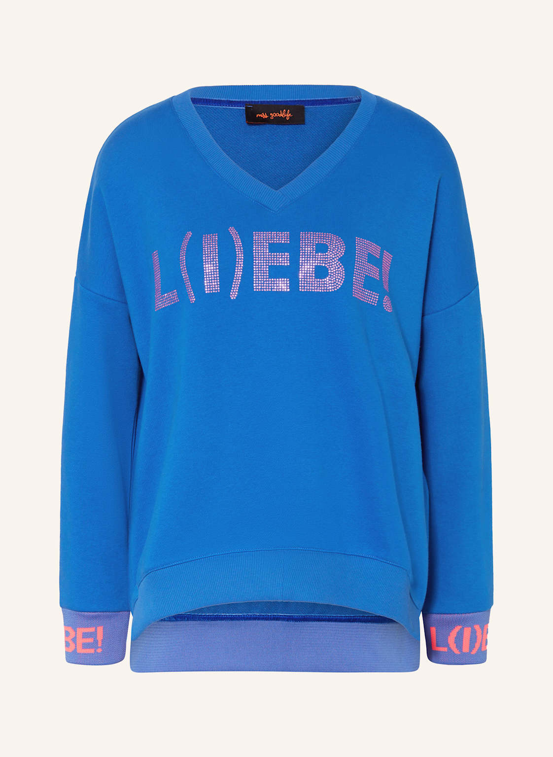 Miss Goodlife Sweatshirt Mit Schmucksteinen blau von miss goodlife