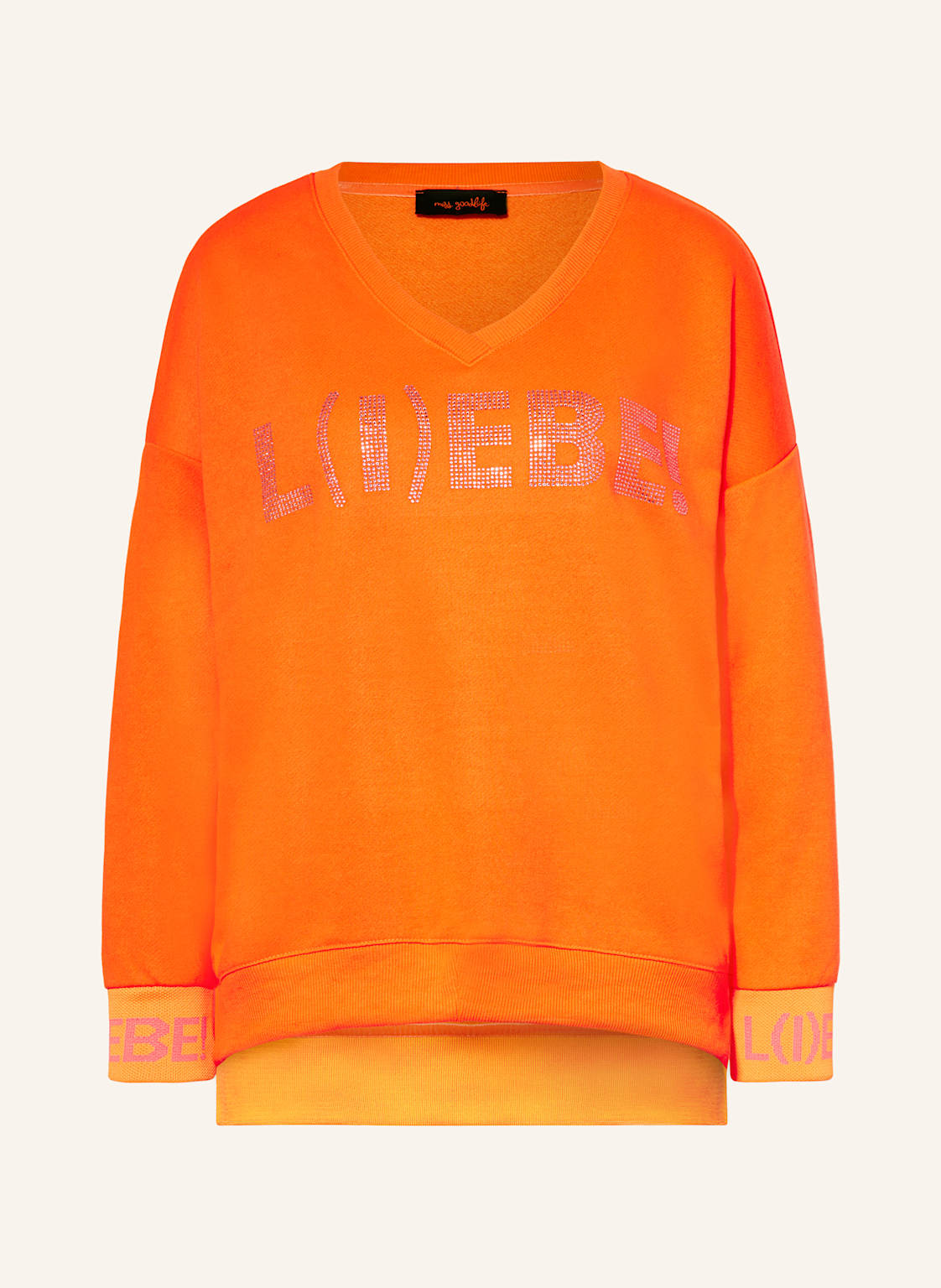 Miss Goodlife Sweatshirt Mit Schmucksteinen orange von miss goodlife