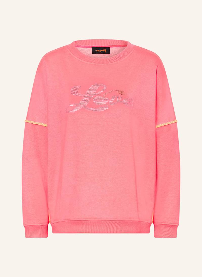 Miss Goodlife Sweatshirt Mit Schmucksteinen pink von miss goodlife