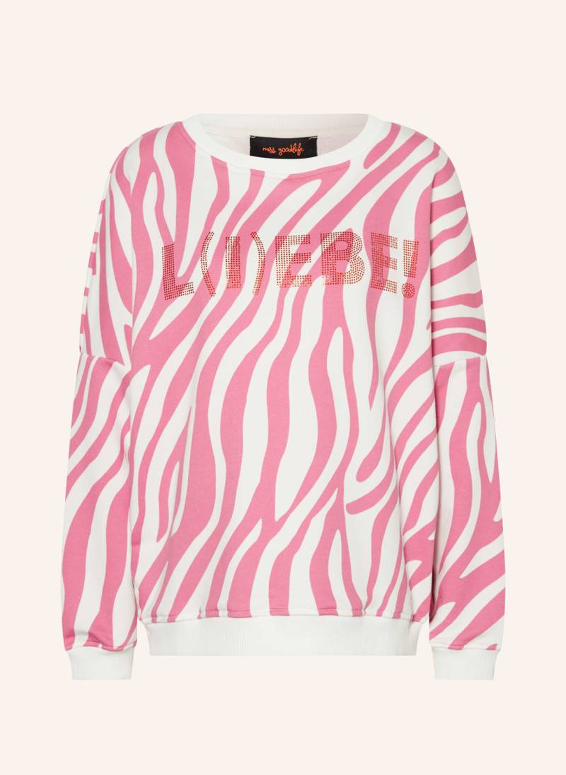 Miss Goodlife Sweatshirt Mit Schmucksteinen pink von miss goodlife