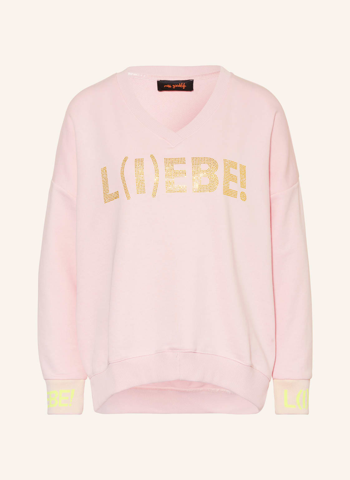 Miss Goodlife Sweatshirt Mit Schmucksteinen rosa von miss goodlife