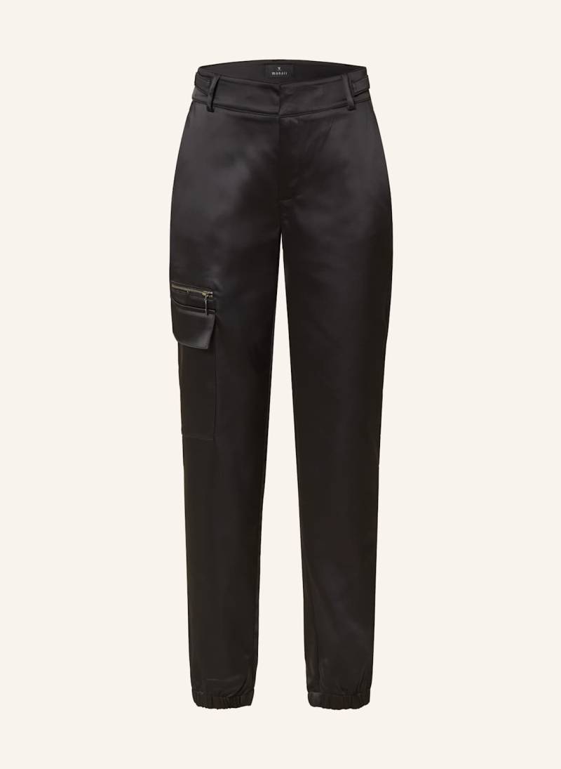 Monari Cargohose Aus Satin schwarz von monari