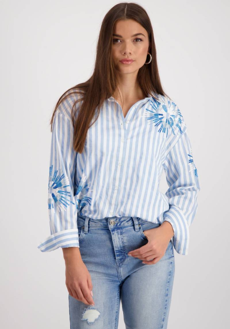 Monari Hemdbluse, mit Streifen und Blumenstickerei von monari