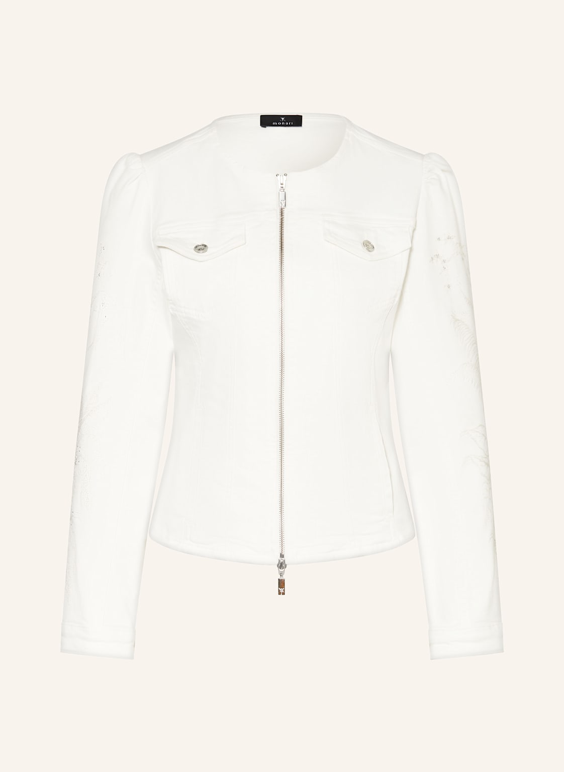 Monari Jeansjacke Mit Schmucksteinen weiss Monari Jeansjacke Mit Schmucksteinen weiss von monari
