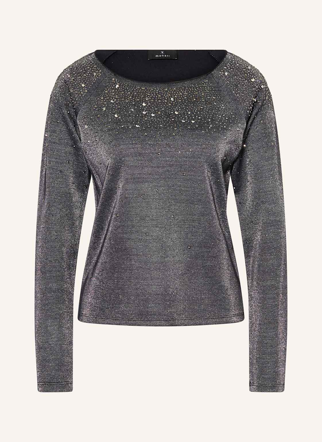 Monari Longsleeve Mit Glitzergarn Und Nieten grau Monari Longsleeve Mit Glitzergarn Und Nieten grau von monari