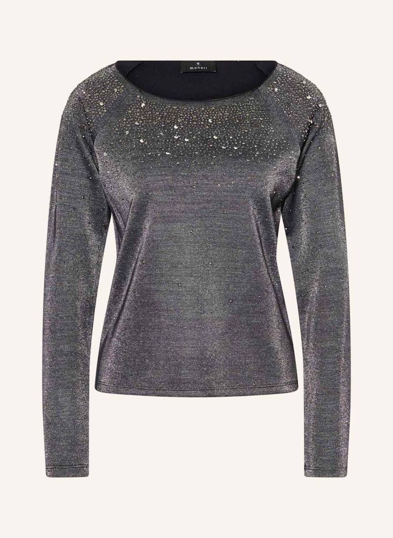 Monari Longsleeve Mit Glitzergarn Und Nieten grau von monari