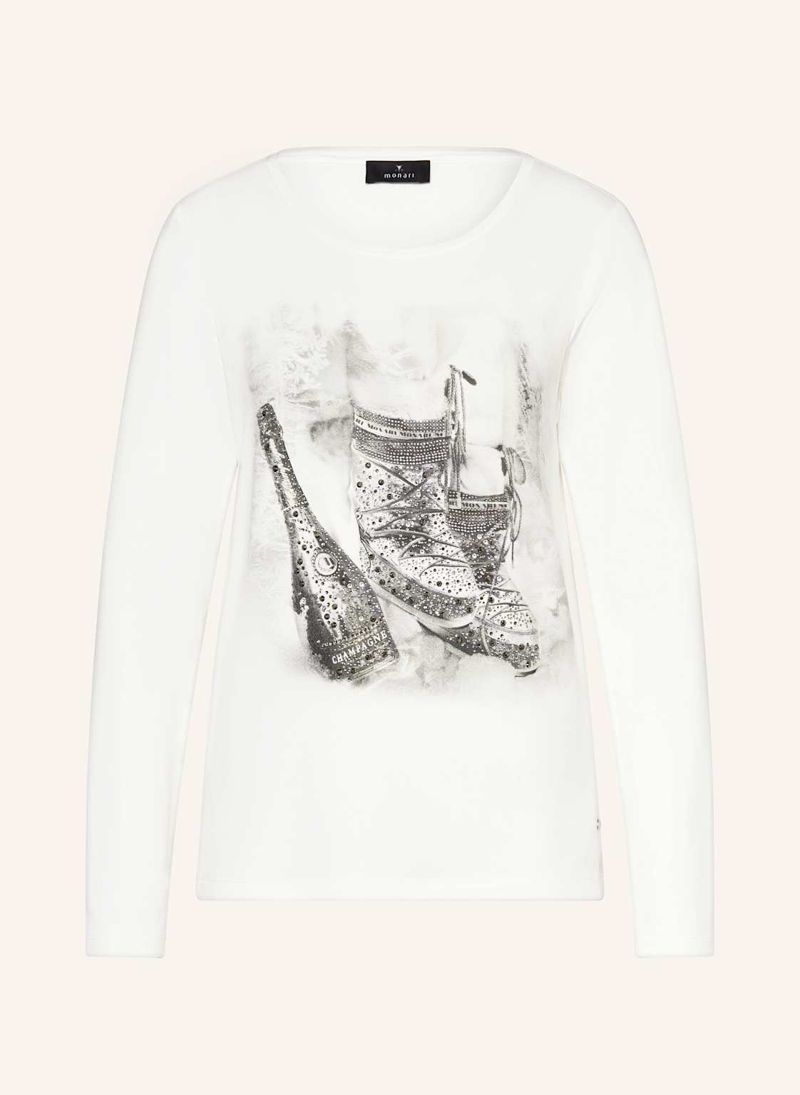 Monari Longsleeve Mit Schmucksteinen weiss von monari