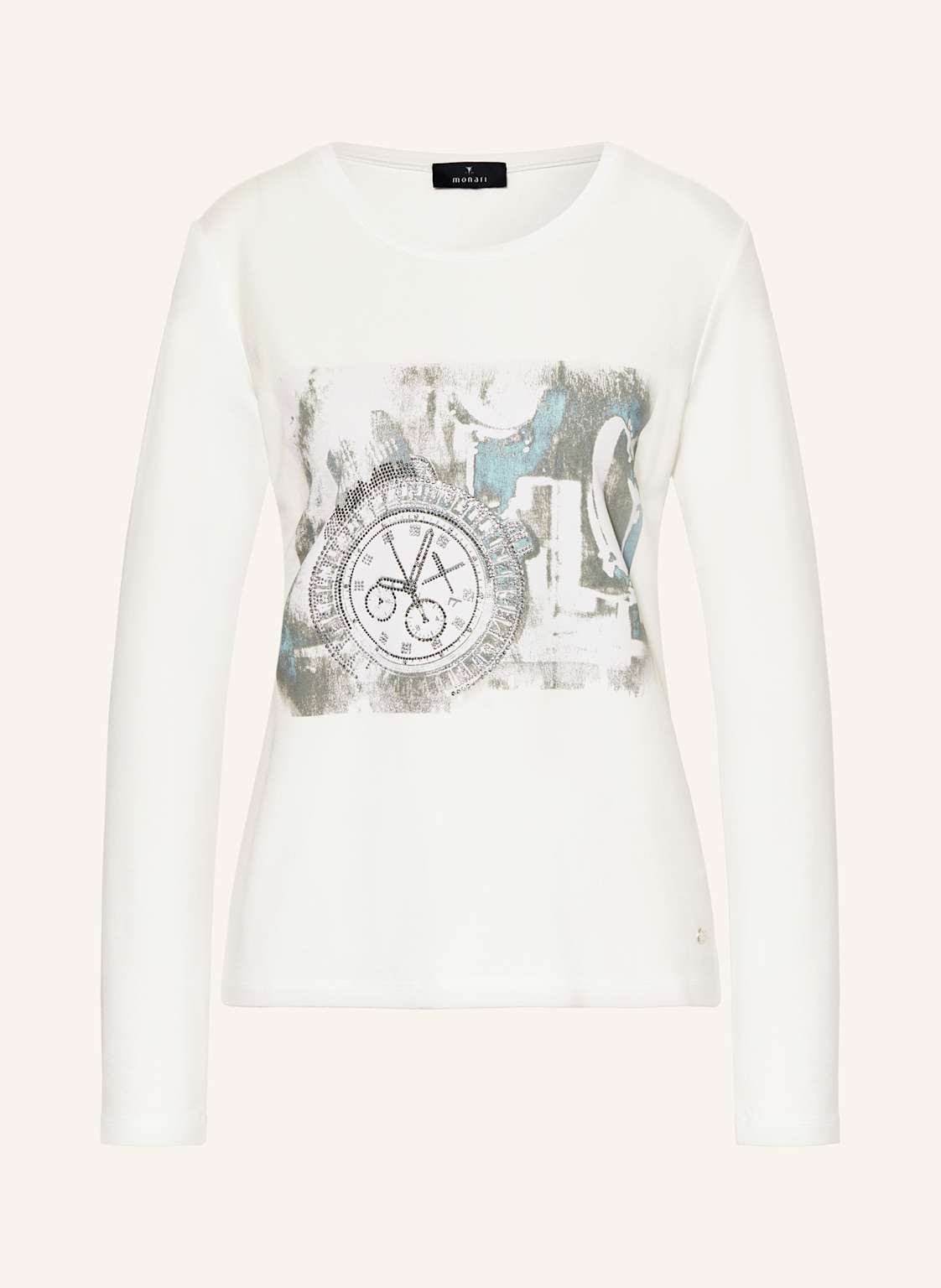 Monari Longsleeve Mit Schmucksteinen weiss von monari