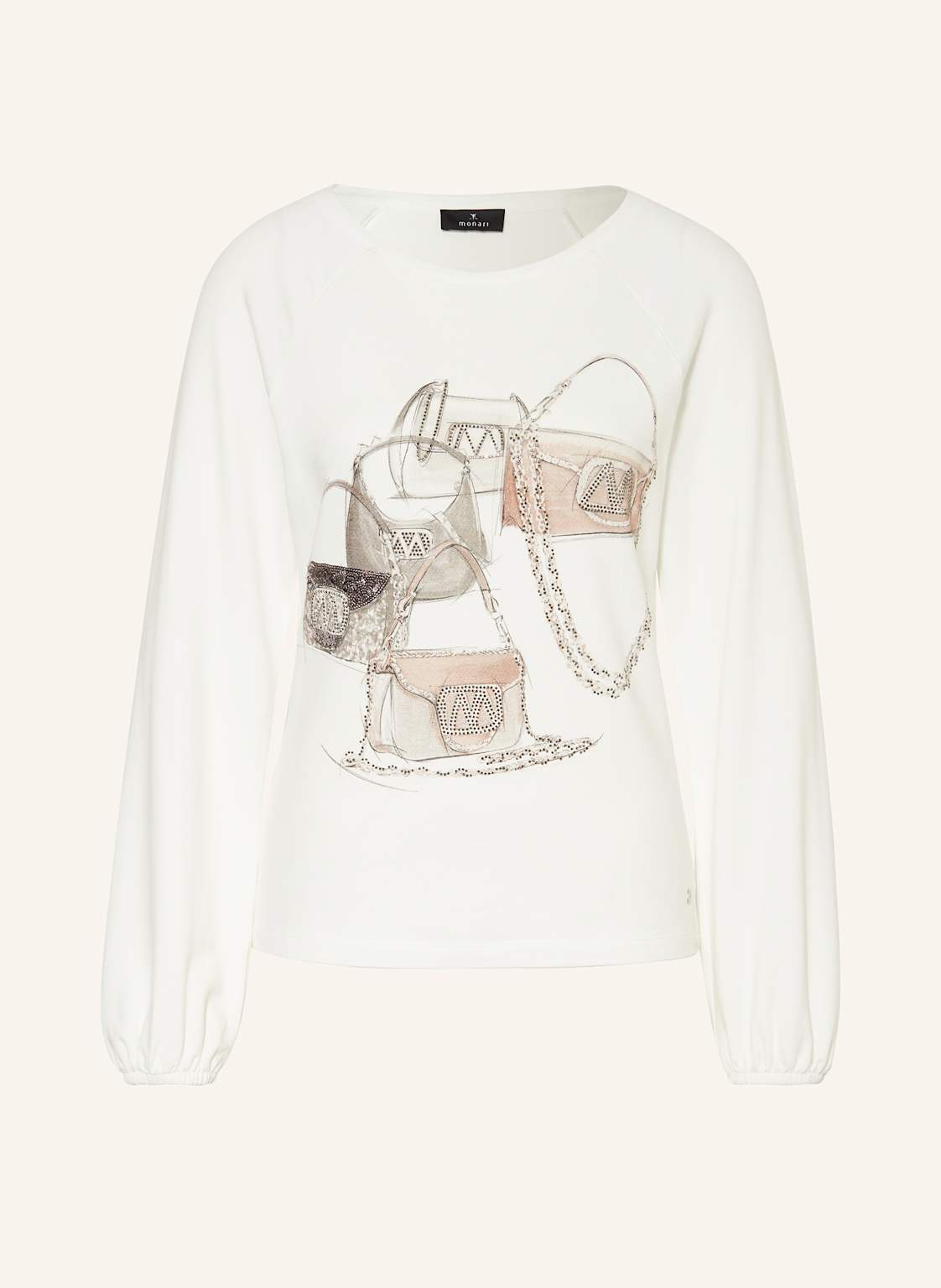 Monari Longsleeve Mit Schmucksteinen weiss von monari