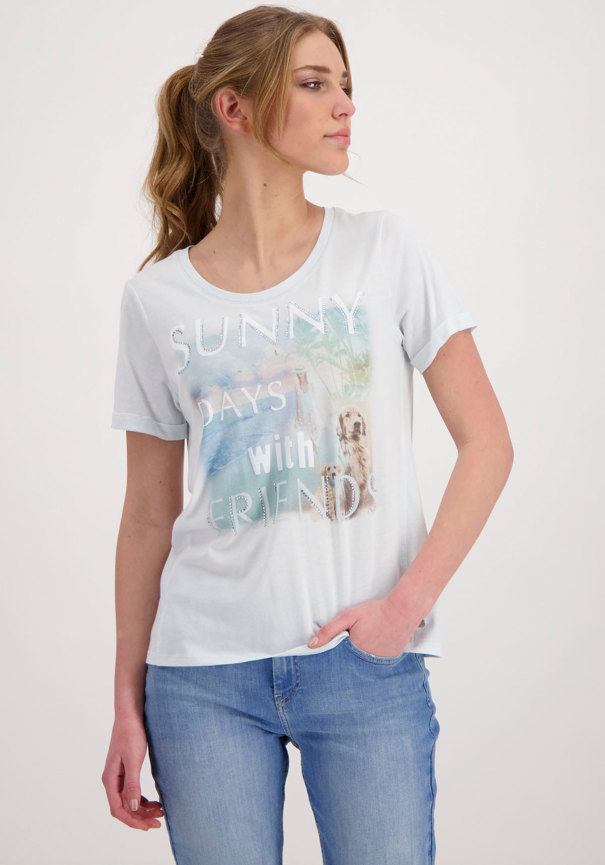 Monari Rundhalsshirt, mit Frontprint von monari