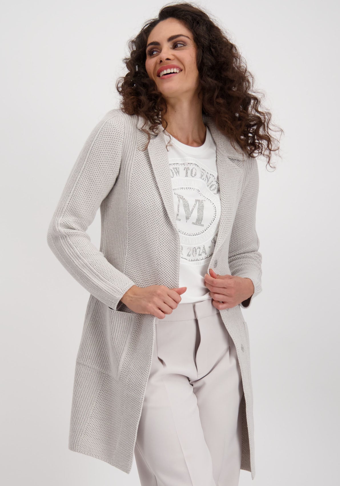 Monari Strickmantel, mit Reverskragen Monari Strickmantel, mit Reverskragen von monari